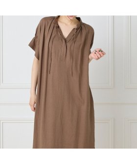 【イッツインターナショナル/I.T.'S. international】のリネンギャザーワンピース 人気、トレンドファッション・服の通販 founy(ファニー) ファッション Fashion レディースファッション WOMEN ワンピース Dress カフス Cuffs スマート Smart スリット Slit ポケット Pocket リネン Linen おすすめ Recommend 夏 Summer |ID:prp329100004564067