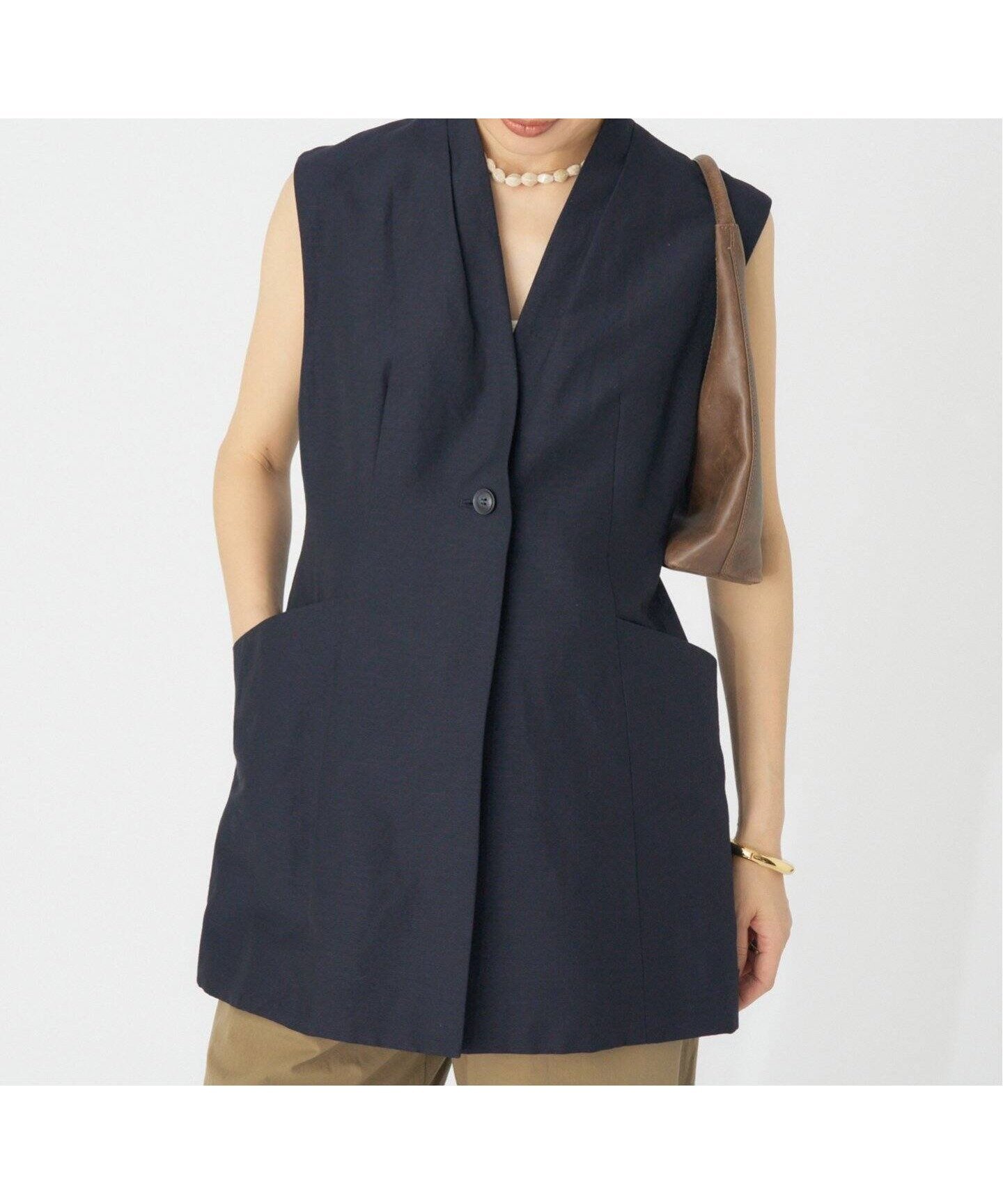 【イエナ/IENA】のペプラムジレ 人気、トレンドファッション・服の通販 founy(ファニー) 　ファッション　Fashion　レディースファッション　WOMEN　アウター　Coat Outerwear　トップス・カットソー　Tops/Tshirt　ベスト/ジレ　Gilets/Vests　2025年　2025　2025春夏・S/S　Ss,Spring/Summer,2025　おすすめ　Recommend　シンプル　Simple　スタンド　Stand　ノースリーブ　No Sleeve　パターン　Pattern　フロント　Front　リネン　Linen　夏　Summer　 other-1|ID: prp329100004564089 ipo3291000000032311098