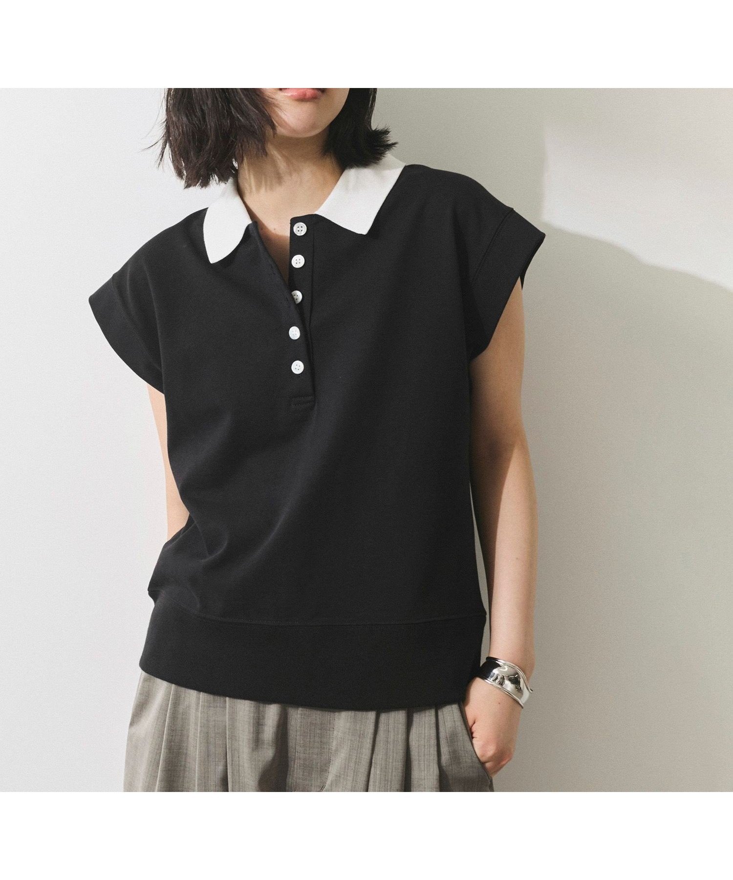【アダム エ ロペ/ADAM ET ROPE'】の【WEB限定】スリーブレスポロトップス インテリア・キッズ・メンズ・レディースファッション・服の通販 founy(ファニー) 　ファッション　Fashion　レディースファッション　Fashion for Women　トップス・カットソー　Cut & Sew Tops　春　Spring　コンパクト　Compact, Small Size　スラックス　Slacks, Dress Pants　デニム　Denim, Jeans Material　ノースリーブ　Sleeveless, No-Sleeve　バランス　Balance, Style Balance　ポロシャツ　Polo Shirt, Collared Tee　ワイド　Wide, Wide Fit　S/S・春夏　SS, Spring/Summer, Warm Season　おすすめ　Recommended / Our Picks　夏　Summer　エレガント 上品　Elegant　2025年　2025　2025春夏・S/S　Spring/Summer 2025 SS25　ブラック(01)|ID: prp329100004564161 ipo3291000000032611342