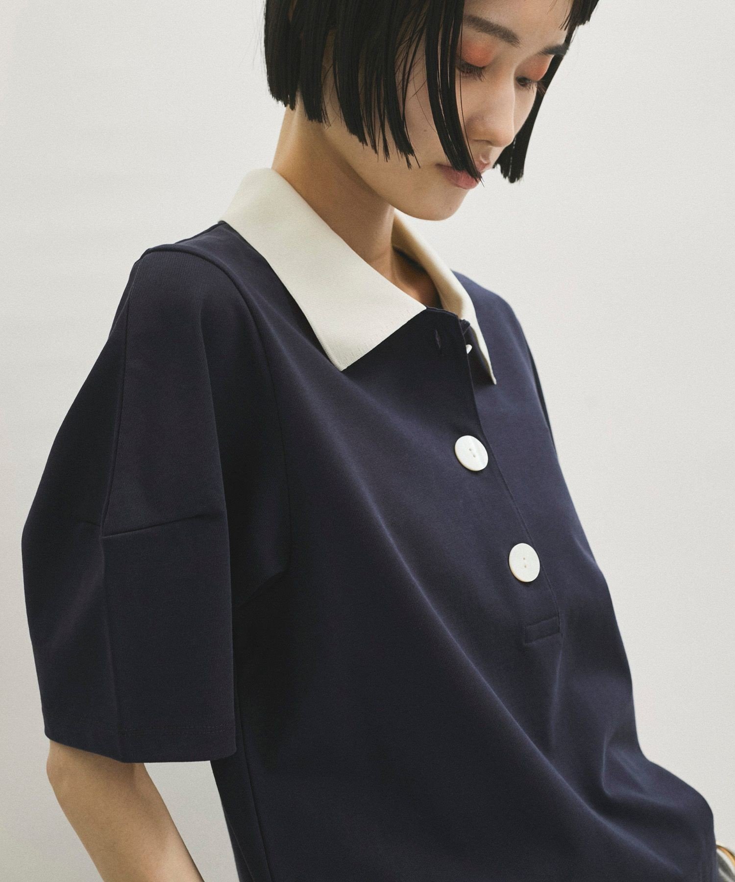 【アダム エ ロペ/ADAM ET ROPE'】のコクーンスリーブポロシャツ インテリア・キッズ・メンズ・レディースファッション・服の通販 founy(ファニー) 　ファッション　Fashion　レディースファッション　Fashion for Women　トップス・カットソー　Cut & Sew Tops　シャツ・ブラウス・オフィスカジュアル　Elegant Blouses & Button-Ups　ポロシャツ・きれいめカジュアル　Smart-Casual Polo Tops　春　Spring　洗える　Machine Washable　コンパクト　Compact, Small Size　スラックス　Slacks, Dress Pants　ボトム　Bottoms, Lower Wear　ボーダー　Border, Stripe　ポケット　Pocket, Pocket Detail　ポロシャツ　Polo Shirt, Collared Tee　ワイド　Wide, Wide Fit　S/S・春夏　SS, Spring/Summer, Warm Season　おすすめ　Recommended / Our Picks　夏　Summer　2025年　2025　2025春夏・S/S　Spring/Summer 2025 SS25　ネイビー(40)|ID: prp329100004564271 ipo3291000000033505659