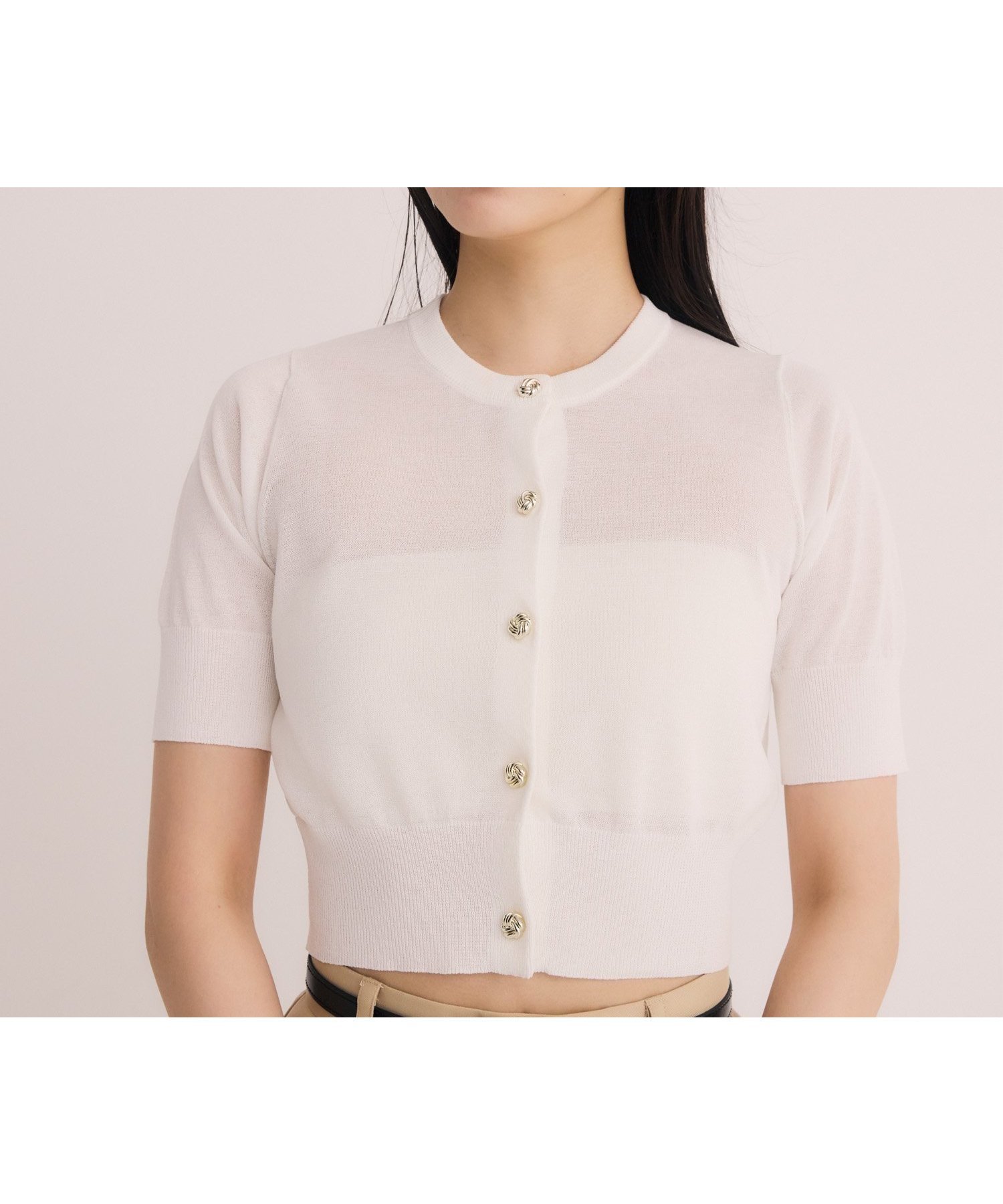 【エイミーイストワール/eimy istoire】のハーフスリーブシアーニットカーデ 人気、トレンドファッション・服の通販 founy(ファニー) 　ファッション　Fashion　レディースファッション　WOMEN　トップス・カットソー　Tops/Tshirt　ニット　Knit Tops　アクセサリー　Accessories　カーディガン　Cardigan　キャミワンピース　Cami Dress　コンパクト　Compact　シアー　Sheer　シンプル　Simple　ビスチェ　Bustier　フロント　Front　ボトム　Bottom　ラウンド　Round　エレガント 上品　Elegant　夏　Summer　 other-1|ID: prp329100004564317 ipo3291000000032278853