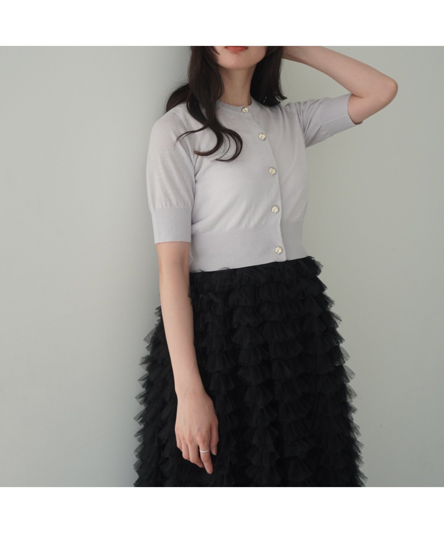 【エイミーイストワール/eimy istoire】のハーフスリーブシアーニットカーデ インテリア・キッズ・メンズ・レディースファッション・服の通販 founy(ファニー) 　ファッション　Fashion　レディースファッション　WOMEN　トップス・カットソー　Tops/Tshirt　ニット　Knit Tops　アクセサリー　Accessories　カーディガン　Cardigan　キャミワンピース　Cami Dress　コンパクト　Compact　シアー　Sheer　シンプル　Simple　ビスチェ　Bustier　フロント　Front　ボトム　Bottom　ラウンド　Round　エレガント 上品　Elegant　夏　Summer　LAVENDER|ID: prp329100004564317 ipo3291000000032278859