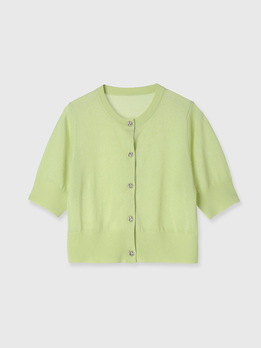 【エイミーイストワール/eimy istoire】のハーフスリーブシアーニットカーデ インテリア・キッズ・メンズ・レディースファッション・服の通販 founy(ファニー) 　ファッション　Fashion　レディースファッション　WOMEN　トップス・カットソー　Tops/Tshirt　ニット　Knit Tops　アクセサリー　Accessories　カーディガン　Cardigan　キャミワンピース　Cami Dress　コンパクト　Compact　シアー　Sheer　シンプル　Simple　ビスチェ　Bustier　フロント　Front　ボトム　Bottom　ラウンド　Round　エレガント 上品　Elegant　夏　Summer　PISTACHIO GR|ID: prp329100004564317 ipo3291000000032278862