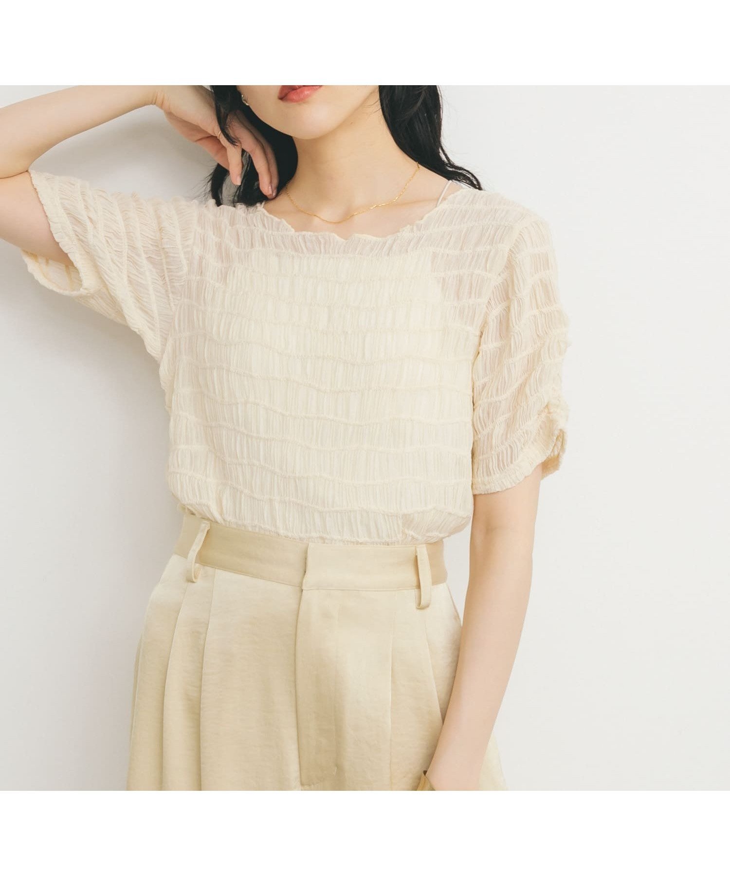 【ケービーエフ/KBF / URBAN RESEARCH】のシャーリングシアートップス インテリア・キッズ・メンズ・レディースファッション・服の通販 founy(ファニー) 　ファッション　Fashion　レディースファッション　WOMEN　トップス・カットソー　Tops/Tshirt　2025年　2025　2025春夏・S/S　Ss,Spring/Summer,2025　インナー　Inner　ウェーブ　Wave　キャミワンピース　Cami Dress　コンパクト　Compact　シアー　Sheer　シャーリング　Shirring　フェミニン　Feminine　夏　Summer　S/S・春夏　Ss・Spring/Summer　IVORY|ID: prp329100004564408 ipo3291000000032279659