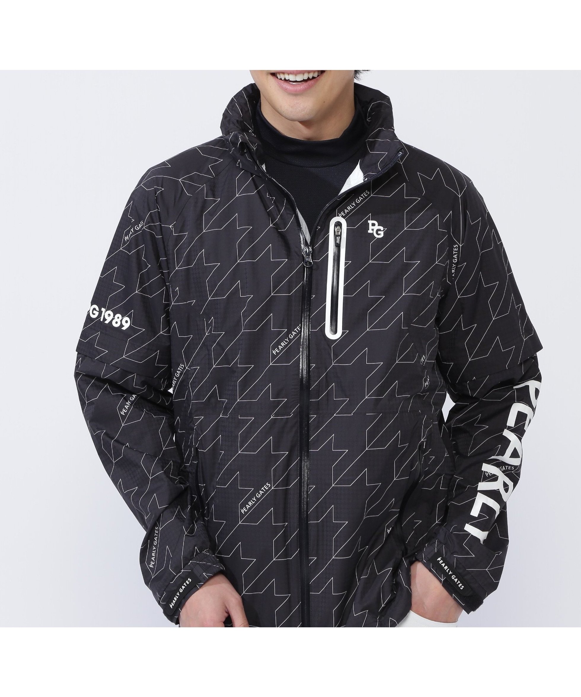 【パーリーゲイツ/PEARLY GATES / MEN】のCRAFTEVOフルジップアップレインジャケット ロゴ/千鳥柄 (MENS) インテリア・キッズ・メンズ・レディースファッション・服の通販 founy(ファニー) 　ファッション　Fashion　メンズファッション　MEN　キャップ　Cap　コンパクト　Compact　巾着　Purse　スタンド　Stand　ストレッチ　Stretch　ドローコード　Draw Cord　フロント　Front　半袖　Short Sleeve　おすすめ　Recommend　千鳥2|ID: prp329100004564452 ipo3291000000032279968