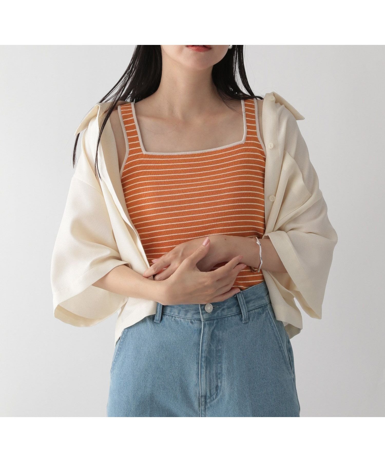 【ローリーズファーム/LOWRYS FARM】のソウバリスクエアタンクトップ インテリア・キッズ・メンズ・レディースファッション・服の通販 founy(ファニー) 　ファッション　Fashion　レディースファッション　Fashion for Women　インナー　Innerwear　ジャケット　Jacket, Outerwear　スクエア　Square, Square Shape　ストレッチ　Stretch, Stretchy Fabric　ベーシック　Basic, Essential　夏　Summer　オレンジ40|ID: prp329100004564582 ipo3291000000032754771