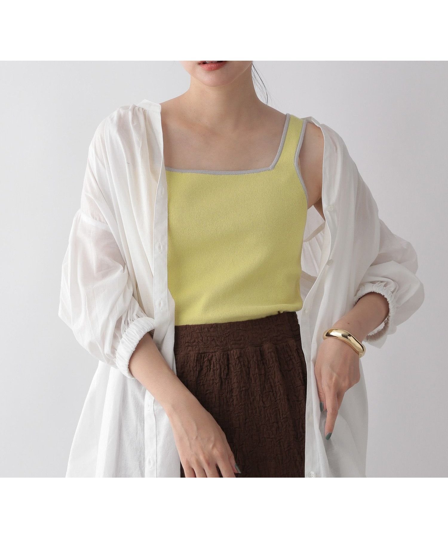 【ローリーズファーム/LOWRYS FARM】のソウバリスクエアタンクトップ インテリア・キッズ・メンズ・レディースファッション・服の通販 founy(ファニー) 　ファッション　Fashion　レディースファッション　Fashion for Women　インナー　Innerwear　ジャケット　Jacket, Outerwear　スクエア　Square, Square Shape　ストレッチ　Stretch, Stretchy Fabric　ベーシック　Basic, Essential　夏　Summer　イエロー65|ID: prp329100004564582 ipo3291000000032754774