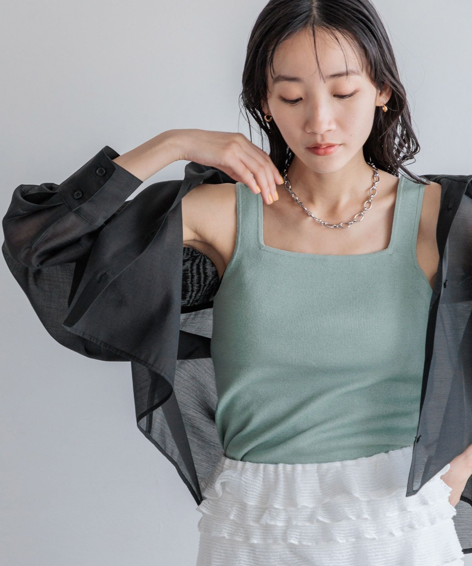 【ローリーズファーム/LOWRYS FARM】のソウバリスクエアタンクトップ インテリア・キッズ・メンズ・レディースファッション・服の通販 founy(ファニー) 　ファッション　Fashion　レディースファッション　Fashion for Women　インナー　Innerwear　ジャケット　Jacket, Outerwear　スクエア　Square, Square Shape　ストレッチ　Stretch, Stretchy Fabric　ベーシック　Basic, Essential　夏　Summer　ブルー82|ID: prp329100004564582 ipo3291000000032754776