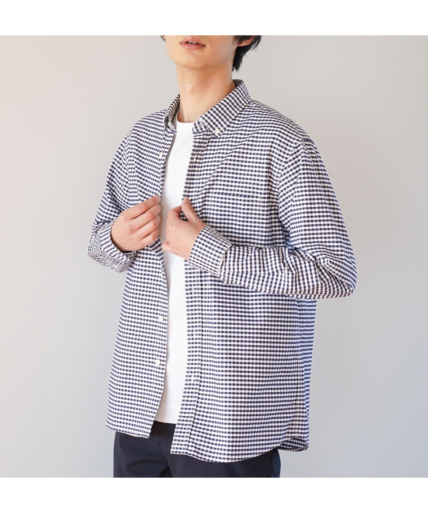 【グローバルワーク/GLOBAL WORK / MEN】のイージーケアオックス/ボタンダウンシャツ/147192 インテリア・キッズ・メンズ・レディースファッション・服の通販 founy(ファニー) 　ファッション　Fashion　メンズファッション　MEN　カフス　Cuffs　ジャケット　Jacket　スウェット　Sweat　ビジネス 仕事 通勤　Business　レギュラー　Regular　エレガント 上品　Elegant　定番　Standard　ネイビーギンガム87|ID: prp329100004564618 ipo3291000000032281200