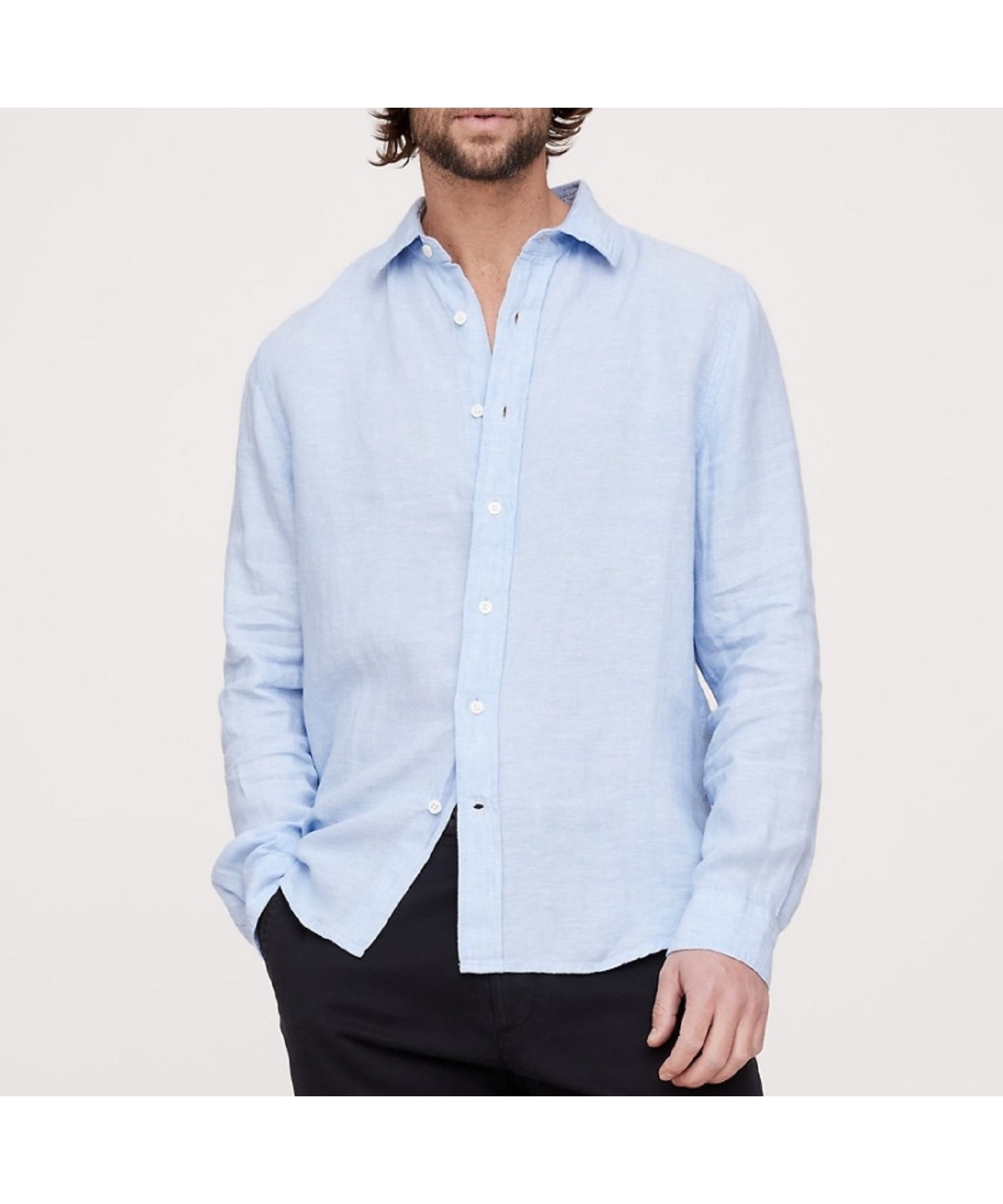 【バナナ リパブリック/BANANA REPUBLIC】のスタンダードフィット スタンダード リネンシャツ インテリア・キッズ・メンズ・レディースファッション・服の通販 founy(ファニー) 　ファッション　Fashion　レディースファッション　WOMEN　トップス・カットソー　Tops/Tshirt　シャツ/ブラウス　Shirts/Blouses　スタンダード　Standard　フィット　Fit　フロント　Front　リネン　Linen　LIGHT_BLUE|ID: prp329100004564714 ipo3291000000032326011
