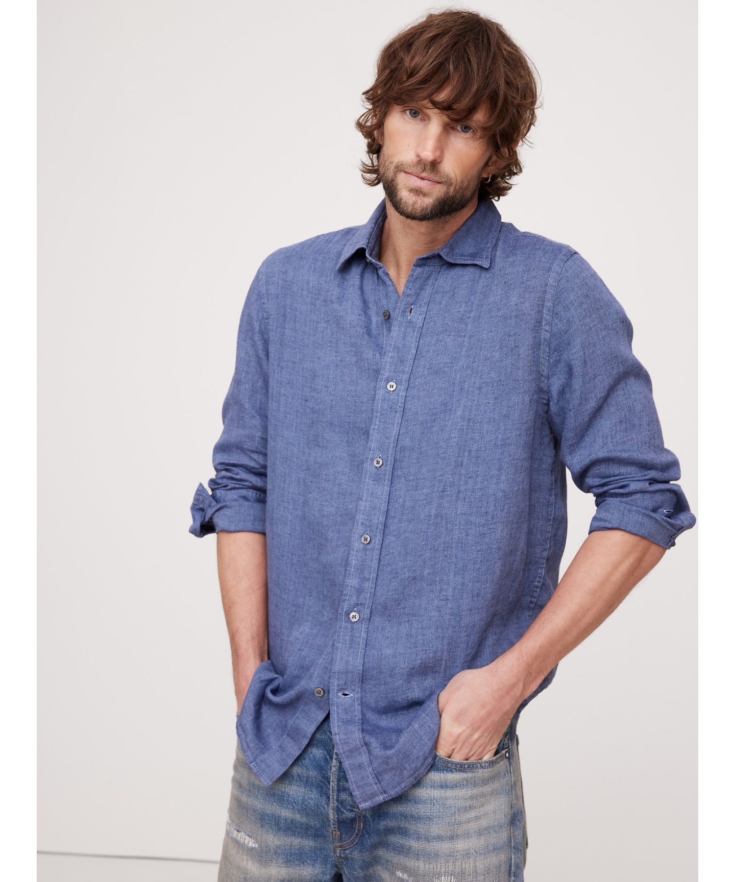 【バナナ リパブリック/BANANA REPUBLIC】のスタンダードフィット スタンダード リネンシャツ インテリア・キッズ・メンズ・レディースファッション・服の通販 founy(ファニー) 　ファッション　Fashion　レディースファッション　WOMEN　トップス・カットソー　Tops/Tshirt　シャツ/ブラウス　Shirts/Blouses　スタンダード　Standard　フィット　Fit　フロント　Front　リネン　Linen　MARINERS_BLUE|ID: prp329100004564714 ipo3291000000032326014
