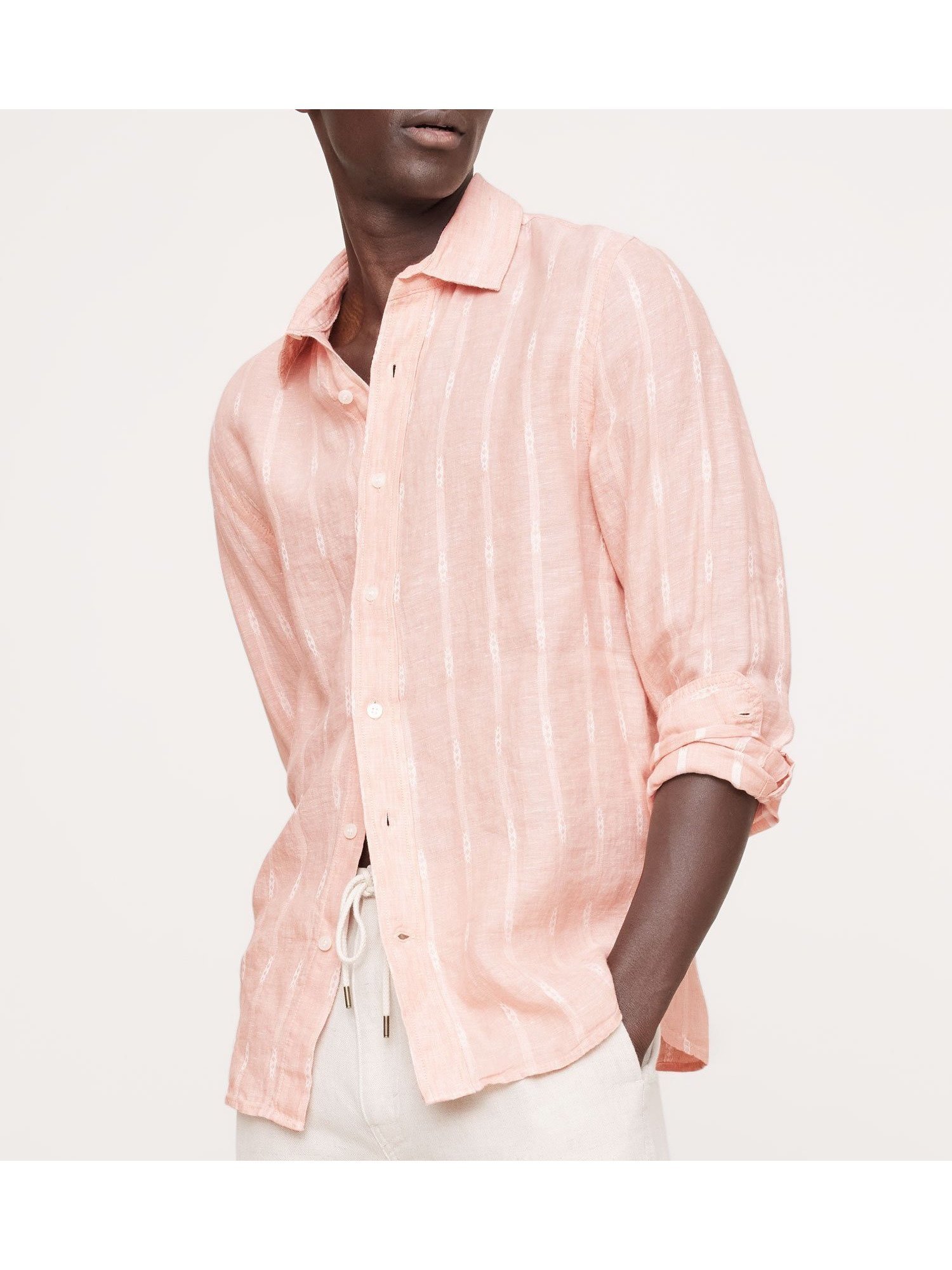 【バナナ リパブリック/BANANA REPUBLIC】のスタンダードフィット スタンダード リネンシャツ インテリア・キッズ・メンズ・レディースファッション・服の通販 founy(ファニー) 　ファッション　Fashion　レディースファッション　WOMEN　トップス・カットソー　Tops/Tshirt　シャツ/ブラウス　Shirts/Blouses　スタンダード　Standard　フィット　Fit　フロント　Front　リネン　Linen　PINK_DOBBY|ID: prp329100004564714 ipo3291000000032326022