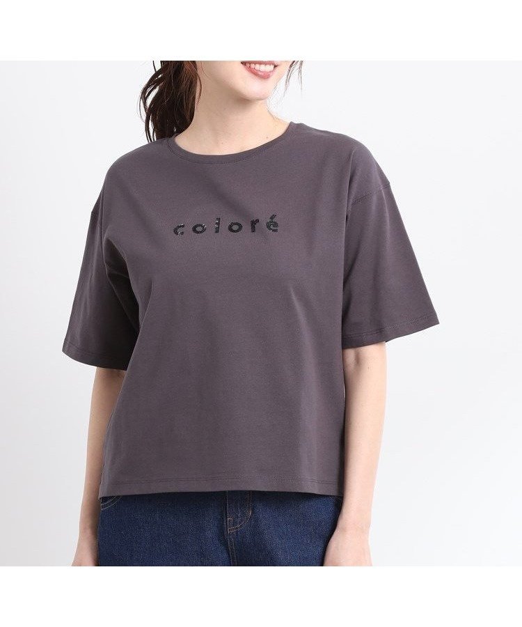 【リフレクト/Reflect】の【E-QUALITY/手洗い可】ストライプロゴTシャツ インテリア・キッズ・メンズ・レディースファッション・服の通販 founy(ファニー) 　ファッション　Fashion　レディースファッション　WOMEN　トップス・カットソー　Tops/Tshirt　シャツ/ブラウス　Shirts/Blouses　ロング / Tシャツ　T-Shirts　インナー　Inner　ジャージ　Jersey　ストライプ　Stripe　スパンコール　Sequins　チャコールグレー|ID: prp329100004564741 ipo3291000000032282001