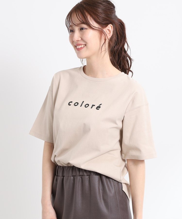 【リフレクト/Reflect】の【E-QUALITY/手洗い可】ストライプロゴTシャツ インテリア・キッズ・メンズ・レディースファッション・服の通販 founy(ファニー) 　ファッション　Fashion　レディースファッション　WOMEN　トップス・カットソー　Tops/Tshirt　シャツ/ブラウス　Shirts/Blouses　ロング / Tシャツ　T-Shirts　インナー　Inner　ジャージ　Jersey　ストライプ　Stripe　スパンコール　Sequins　ベージュ|ID: prp329100004564741 ipo3291000000032282002