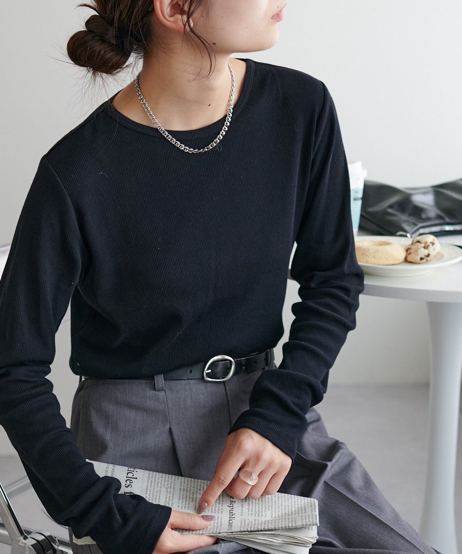 【ディスコート/Discoat】の【WEB限定】リブシアーロングスリーブ インテリア・キッズ・メンズ・レディースファッション・服の通販 founy(ファニー) 　ファッション　Fashion　レディースファッション　Fashion for Women　おすすめ　Recommended / Our Picks　シアー　Sheer, See-Through　フィット　Fit, Slim Fit　ブラック|ID: prp329100004564831 ipo3291000000033397657