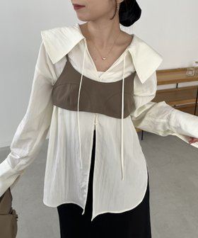 【カプリシューレマージュ/CAPRICIEUX LEMAGE】の【セットアイテム】ビスチェ付BIG襟シャツ 人気、トレンドファッション・服の通販 founy(ファニー) ファッション Fashion レディースファッション WOMEN トップス・カットソー Tops/Tshirt シャツ/ブラウス Shirts/Blouses ビスチェ Bustier おすすめ Recommend ジャケット Jacket スキッパー Skipper トレンド Trend ビスチェ Bustier マキシ Maxi ループ Loop ワイド Wide 春 Spring |ID:prp329100004564942