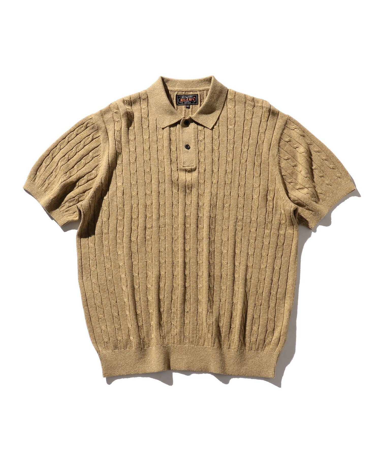 【ビームス/BEAMS / MEN】のケーブルニット ポロシャツ 25SS インテリア・キッズ・メンズ・レディースファッション・服の通販 founy(ファニー) 　ファッション　Fashion　メンズファッション　Fashion for Men　2025年　2025　2025春夏・S/S　Spring/Summer 2025 SS25　インナー　Innerwear　ジャケット　Jacket, Outerwear　パターン　Pattern, Design Print　ベーシック　Basic, Essential　ポロシャツ　Polo Shirt, Collared Tee　リネン　Linen, Linen Fabric　リラックス　Relax, Relaxed Fit　KHAKI|ID: prp329100004565002 ipo3291000000033162855