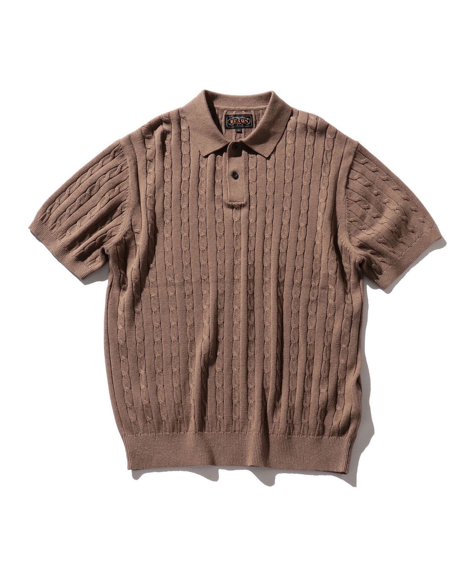 【ビームス/BEAMS / MEN】のケーブルニット ポロシャツ 25SS インテリア・キッズ・メンズ・レディースファッション・服の通販 founy(ファニー) 　ファッション　Fashion　メンズファッション　Fashion for Men　2025年　2025　2025春夏・S/S　Spring/Summer 2025 SS25　インナー　Innerwear　ジャケット　Jacket, Outerwear　パターン　Pattern, Design Print　ベーシック　Basic, Essential　ポロシャツ　Polo Shirt, Collared Tee　リネン　Linen, Linen Fabric　リラックス　Relax, Relaxed Fit　BROWN|ID: prp329100004565002 ipo3291000000033162857