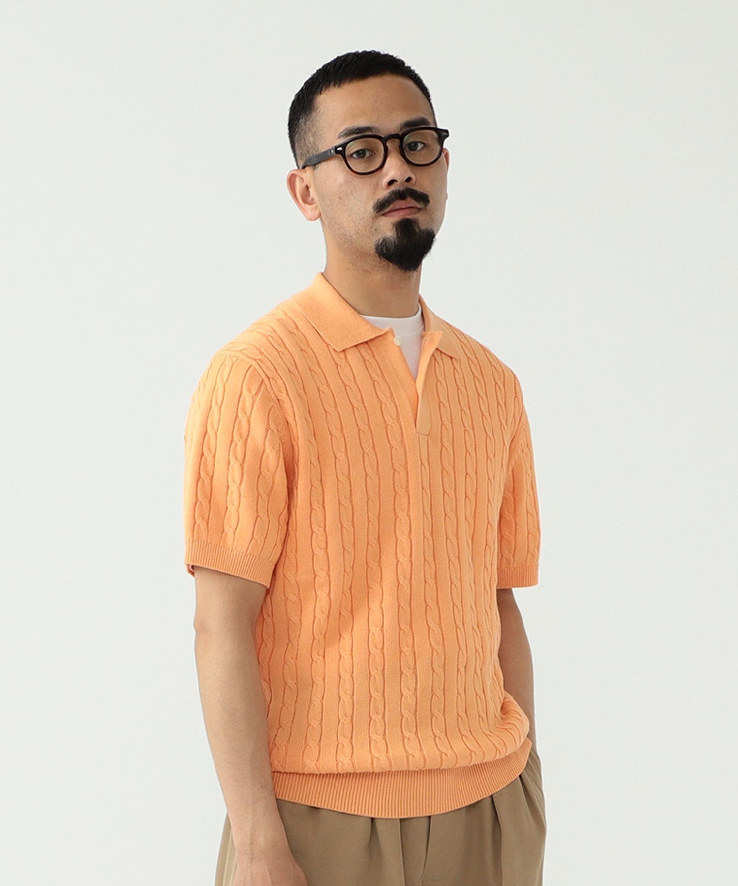 【ビームス/BEAMS / MEN】のケーブルニット ポロシャツ 25SS インテリア・キッズ・メンズ・レディースファッション・服の通販 founy(ファニー) 　ファッション　Fashion　メンズファッション　Fashion for Men　2025年　2025　2025春夏・S/S　Spring/Summer 2025 SS25　インナー　Innerwear　ジャケット　Jacket, Outerwear　パターン　Pattern, Design Print　ベーシック　Basic, Essential　ポロシャツ　Polo Shirt, Collared Tee　リネン　Linen, Linen Fabric　リラックス　Relax, Relaxed Fit　ORANGE|ID: prp329100004565002 ipo3291000000033162859