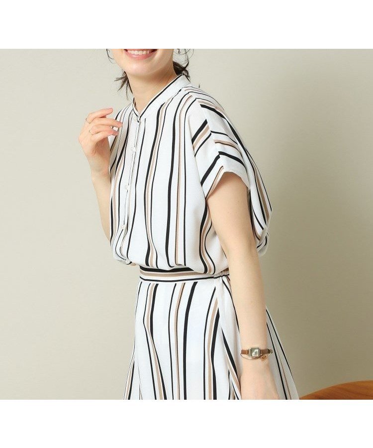 【その他のブランド/Other】の【UVケア/吸水速乾/洗濯機OK/冷感】麻調合繊タックブラウス ラク服シリーズ インテリア・キッズ・メンズ・レディースファッション・服の通販 founy(ファニー) 　ファッション　Fashion　レディースファッション　WOMEN　トップス・カットソー　Tops/Tshirt　シャツ/ブラウス　Shirts/Blouses　セットアップ　Set Up　ドレープ　Drape　パール　Pearl　エレガント 上品　Elegant　吸水　Water Absorption　オフホワイト|ID: prp329100004565040 ipo3291000000032283818