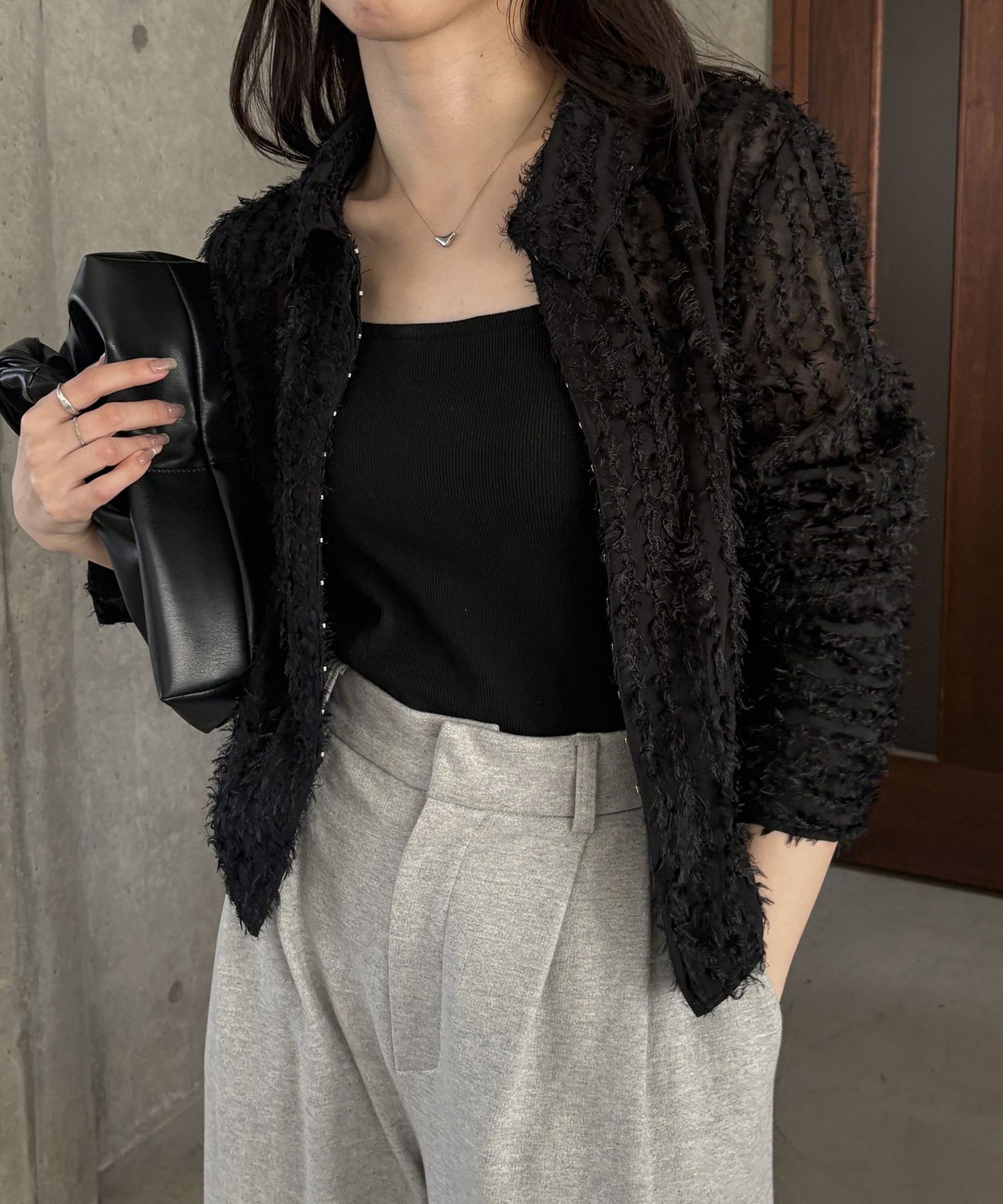 【カプリシューレマージュ/CAPRICIEUX LEMAGE】のカットオフホックシャツ インテリア・キッズ・メンズ・レディースファッション・服の通販 founy(ファニー) 　ファッション　Fashion　レディースファッション　WOMEN　トップス・カットソー　Tops/Tshirt　シャツ/ブラウス　Shirts/Blouses　おすすめ　Recommend　カットオフ　Cut Off　バランス　Balance　リラックス　Relax　ワイド　Wide　夏　Summer　春　Spring　S/S・春夏　Ss・Spring/Summer　羽織　Haori　ブラック|ID: prp329100004565068 ipo3291000000032284010