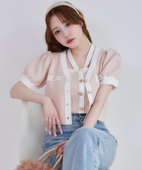 【ナイスクラップ/NICE CLAUP】の【セット対応】配色ラメニット半袖カーディガン 人気、トレンドファッション・服の通販 founy(ファニー) ファッション Fashion レディースファッション WOMEN トップス・カットソー Tops/Tshirt ニット Knit Tops カーディガン Cardigans おすすめ Recommend カーディガン Cardigan ガーリー Girly クロップド Cropped セットアップ Set Up フロント Front ボトム Bottom マーメイド Mermaid ミニスカート Mini Skirt ロング Long 半袖 Short Sleeve 夏 Summer |ID:prp329100004565071