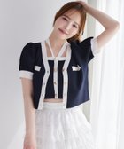 【ナイスクラップ/NICE CLAUP】の【セット対応】配色ラメニット半袖カーディガン 人気、トレンドファッション・服の通販 founy(ファニー) ファッション Fashion レディースファッション WOMEN トップス・カットソー Tops/Tshirt ニット Knit Tops カーディガン Cardigans おすすめ Recommend カーディガン Cardigan ガーリー Girly クロップド Cropped セットアップ Set Up フロント Front ボトム Bottom マーメイド Mermaid ミニスカート Mini Skirt ロング Long 半袖 Short Sleeve 夏 Summer thumbnail ネイビー|ID: prp329100004565071 ipo3291000000032284021