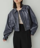 【センスオブプレイス/SENSE OF PLACE by URBAN RESEARCH】のクロップドレザーライクブルゾン NAVY|ID: prp329100004565119 ipo3291000000032748484
