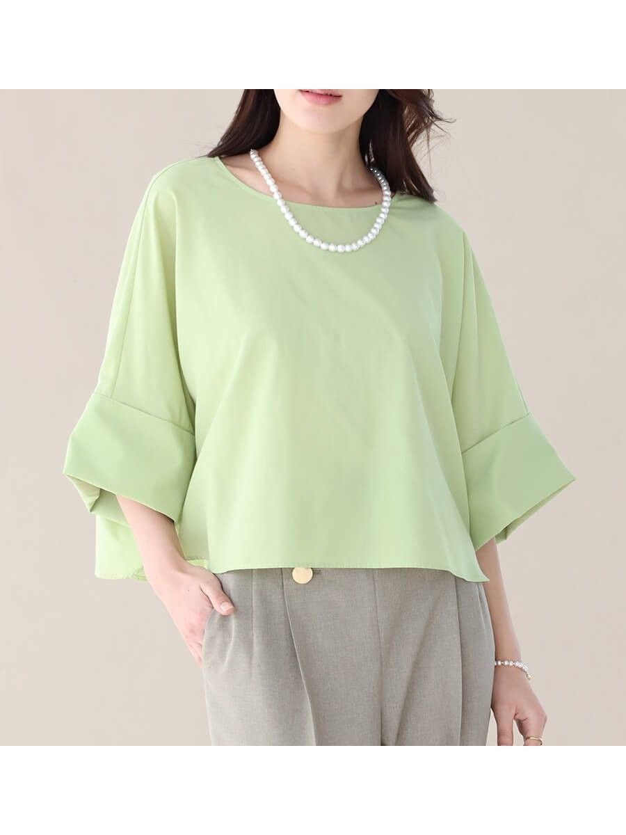 【ヴァン/Vin】のワイドカフスドルマンブラウス インテリア・キッズ・メンズ・レディースファッション・服の通販 founy(ファニー) 　ファッション　Fashion　レディースファッション　WOMEN　トップス・カットソー　Tops/Tshirt　シャツ/ブラウス　Shirts/Blouses　トレンド　Trend　今季　This Season　キミドリ|ID: prp329100004565131 ipo3291000000032284747