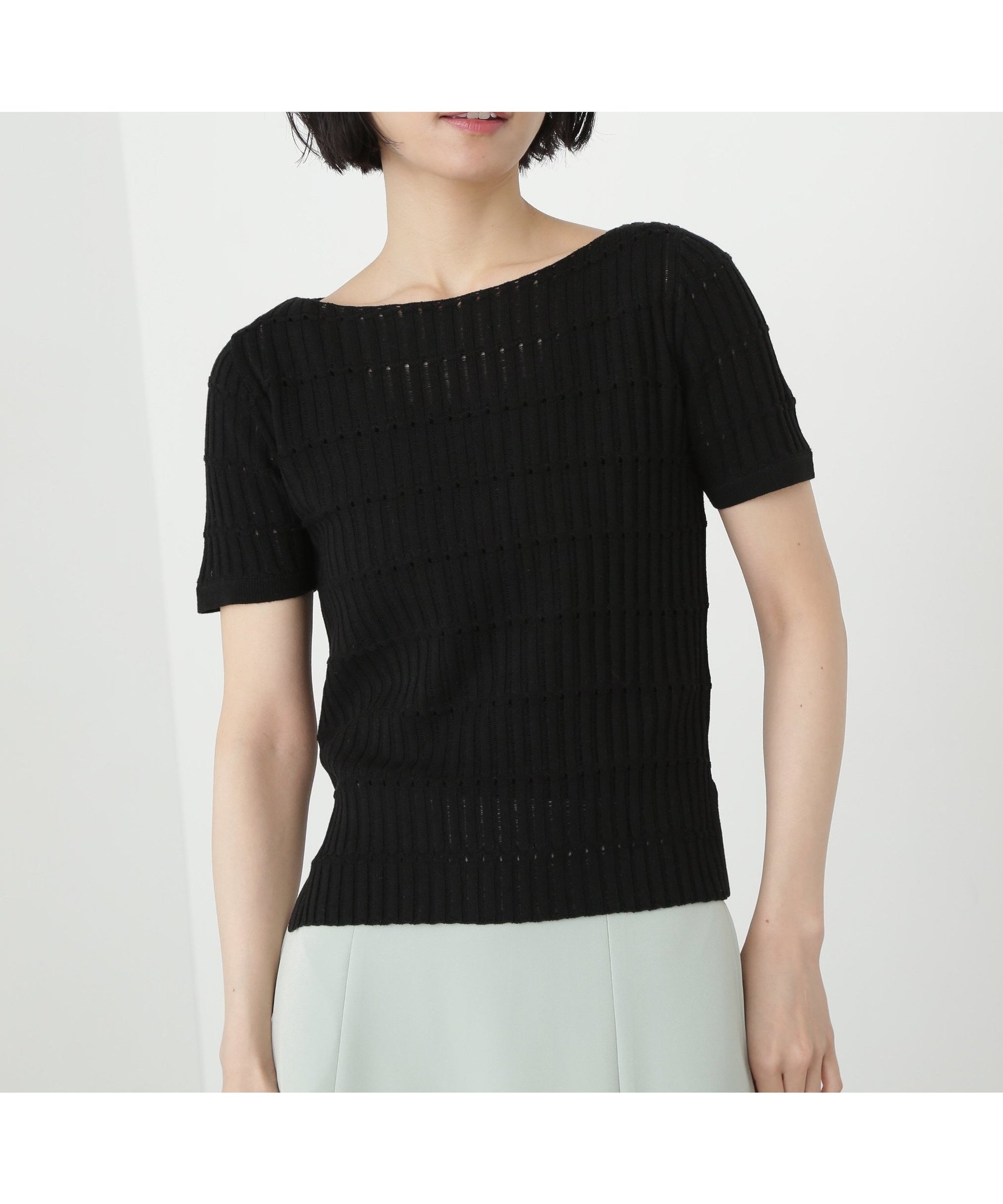 【エヌ ナチュラルビューティーベーシック/N.Natural Beauty basic】のハリヌキ変形リブニット インテリア・キッズ・メンズ・レディースファッション・服の通販 founy(ファニー) 　ファッション　Fashion　レディースファッション　WOMEN　トップス・カットソー　Tops/Tshirt　ニット　Knit Tops　スリット　Slit　リブニット　Rib Knit　ブラック|ID: prp329100004565195 ipo3291000000032285387