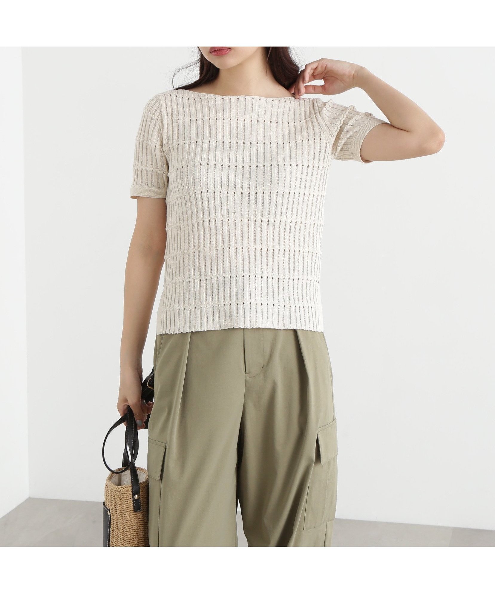 【エヌ ナチュラルビューティーベーシック/N.Natural Beauty basic】のハリヌキ変形リブニット インテリア・キッズ・メンズ・レディースファッション・服の通販 founy(ファニー) 　ファッション　Fashion　レディースファッション　WOMEN　トップス・カットソー　Tops/Tshirt　ニット　Knit Tops　スリット　Slit　リブニット　Rib Knit　オフ1|ID: prp329100004565195 ipo3291000000032285389