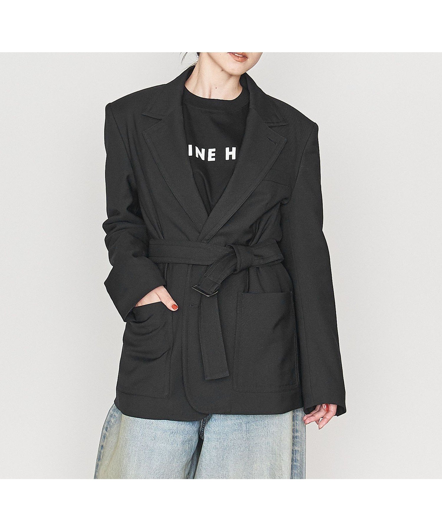 【その他のブランド/Other】のASTRAET ベルト パデッド テーラードジャケット 人気、トレンドファッション・服の通販 founy(ファニー) 　ファッション　Fashion　レディースファッション　WOMEN　アウター　Coat Outerwear　ジャケット　Jackets　テーラードジャケット　Tailored Jackets　ベルト　Belts　カットソー　Cut And Sew　ツイル　Twill　デニム　Denim　ポケット　Pocket　マニッシュ　Mannish　 other-1|ID: prp329100004565215 ipo3291000000032285480