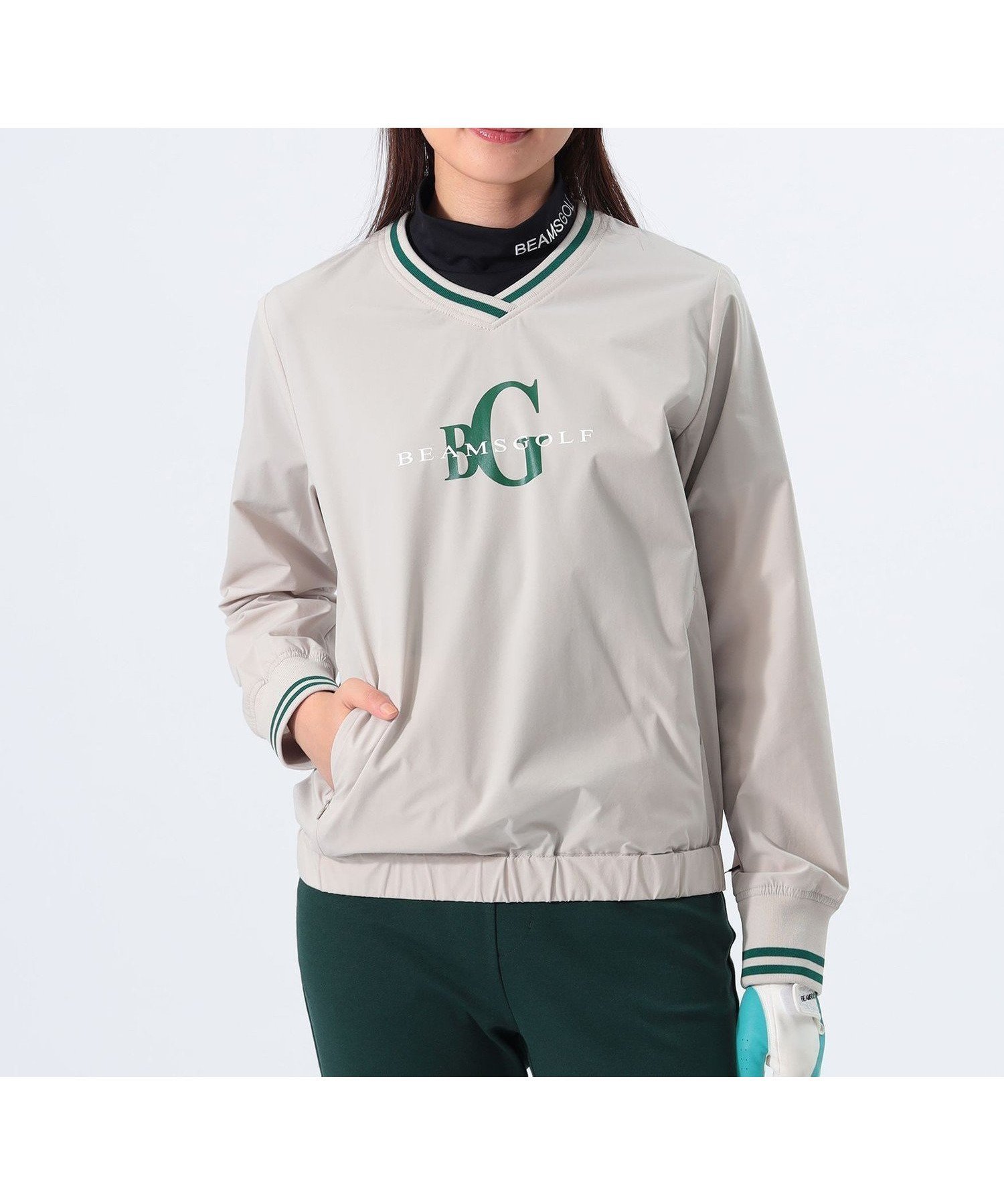 【その他のブランド/Other】のORANGE LABEL Vネック リブライン ピステ インテリア・キッズ・メンズ・レディースファッション・服の通販 founy(ファニー) 　ファッション　Fashion　レディースファッション　WOMEN　トップス・カットソー　Tops/Tshirt　Vネック　V-Neck　おすすめ　Recommend　アウトドア　Outdoor　ゴルフ　Golf　ストレッチ　Stretch　スポーティ　Sporty　タフタ　Taffeta　フロント　Front　BEIGE|ID: prp329100004565233 ipo3291000000032285532