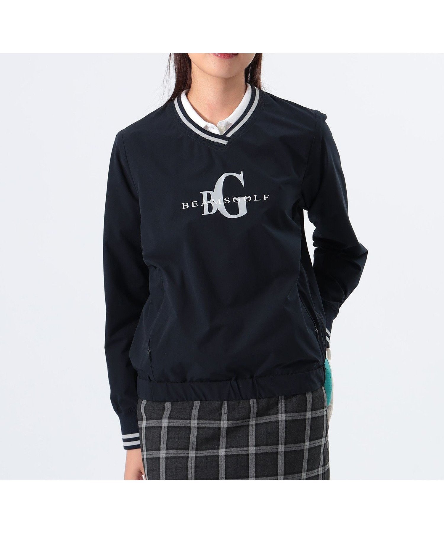 【その他のブランド/Other】のORANGE LABEL Vネック リブライン ピステ インテリア・キッズ・メンズ・レディースファッション・服の通販 founy(ファニー) 　ファッション　Fashion　レディースファッション　WOMEN　トップス・カットソー　Tops/Tshirt　Vネック　V-Neck　おすすめ　Recommend　アウトドア　Outdoor　ゴルフ　Golf　ストレッチ　Stretch　スポーティ　Sporty　タフタ　Taffeta　フロント　Front　NAVY|ID: prp329100004565233 ipo3291000000032285533
