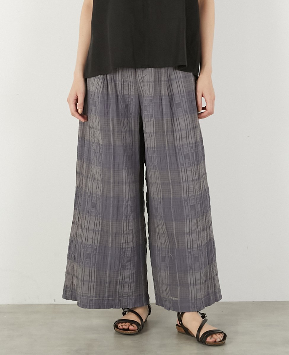 【メルローズ クレール/MELROSE claire】の【LOURMARIN】シアーチェックイージーワイドキュロット インテリア・キッズ・メンズ・レディースファッション・服の通販 founy(ファニー) 　ファッション　Fashion　レディースファッション　Fashion for Women　スカート　Skirts　シンプル　Simple, Minimal　リラックス　Relax, Relaxed Fit　グレー|ID: prp329100004565264 ipo3291000000032767412