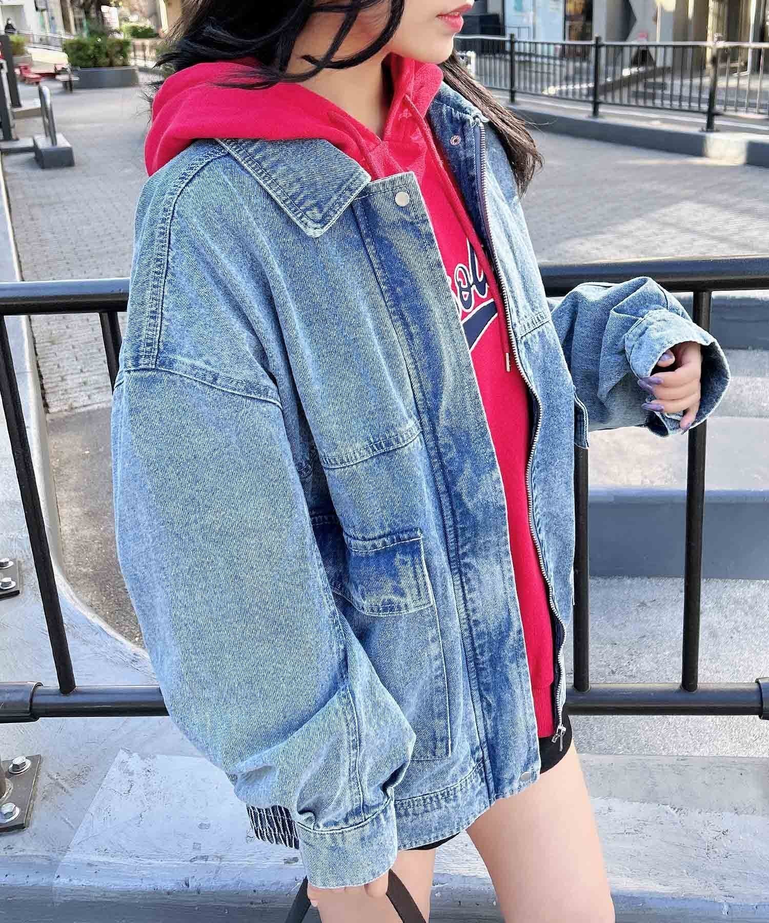 【イング/INGNI】のBIGデニムZIPジャケット(セットアップ対応) インテリア・キッズ・メンズ・レディースファッション・服の通販 founy(ファニー) 　ファッション　Fashion　レディースファッション　WOMEN　アウター　Coat Outerwear　ジャケット　Jackets　ケミカル　Chemical　ジップ　Zip　ジャケット　Jacket　スマホ　Smartphone　セットアップ　Set Up　デニム　Denim　フラップ　Flap　フロント　Front　ポケット　Pocket　リラックス　Relax　ブルー/ケミカル|ID: prp329100004565618 ipo3291000000032288756