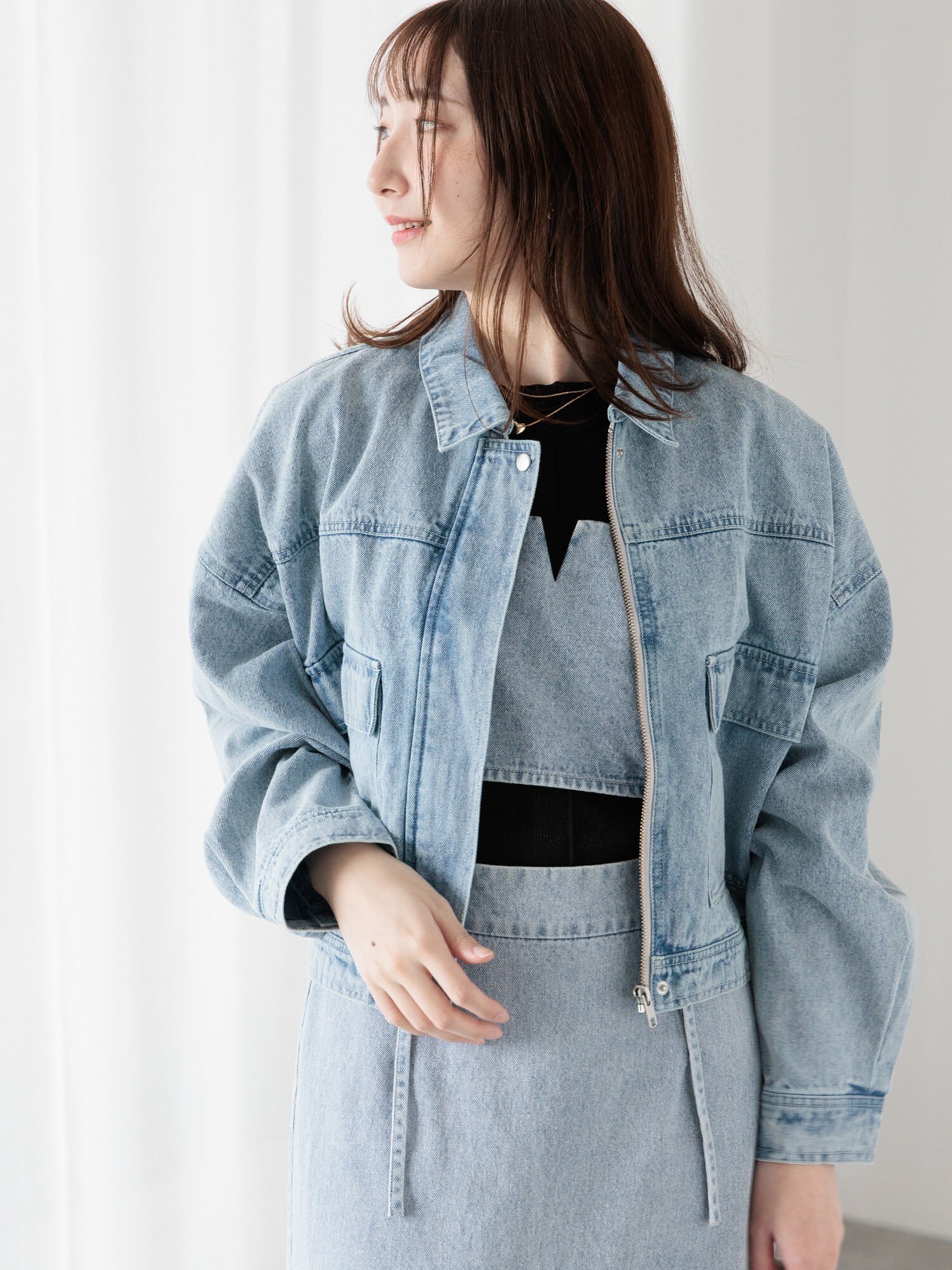 【テチチ/Te chichi】のクロップドジャケット(セットアップ可)《2025spring catalog item》 インテリア・キッズ・メンズ・レディースファッション・服の通販 founy(ファニー) 　雑誌掲載アイテム　Magazine Items　ファッション雑誌　Fashion Magazines　スプリング　SPRiNG　ファッション　Fashion　レディースファッション　WOMEN　アウター　Coat Outerwear　ジャケット　Jackets　2025年　2025　2025春夏・S/S　Ss,Spring/Summer,2025　おすすめ　Recommend　クロップド　Cropped　コンパクト　Compact　ジャケット　Jacket　セットアップ　Set Up　フラップ　Flap　フレア　Flare　ポケット　Pocket　雑誌　Magazine　ブルー|ID: prp329100004565626 ipo3291000000032288834