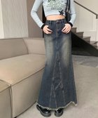 【ミニミニストア/miniministore】のデニムロングスカート バックスリット韓国 インディゴ|ID: prp329100004565643 ipo3291000000032288935