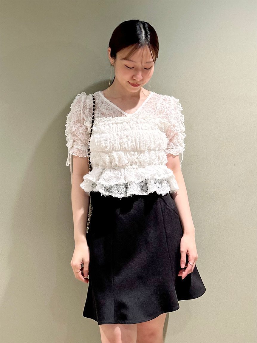 【スナイデル/SNIDEL】のヘムフレアスカショーパン インテリア・キッズ・メンズ・レディースファッション・服の通販 founy(ファニー) 　ファッション　Fashion　レディースファッション　Fashion for Women　ツイード　Twill, Twill Weave　フレア　Flare, Flared　定番　Standard, Basic Item　BLK[009]|ID: prp329100004565663 ipo3291000000033143879
