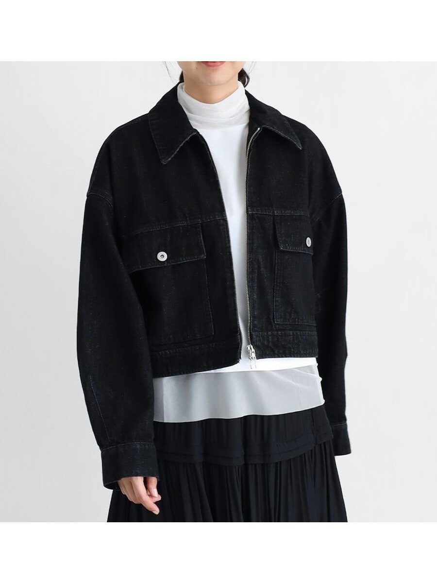 【ラシュッド/LASUD】のデニムジップブルゾン インテリア・キッズ・メンズ・レディースファッション・服の通販 founy(ファニー) 　ファッション　Fashion　レディースファッション　WOMEN　アウター　Coat Outerwear　ブルゾン　Blouson/Jackets　おすすめ　Recommend　ウォッシュ　Wash　ショート　Short　スタイリッシュ　Stylish　デニム　Denim　トレンド　Trend　バランス　Balance　フロント　Front　ポケット　Pocket　ワイド　Wide　ブラック|ID: prp329100004565671 ipo3291000000032289158