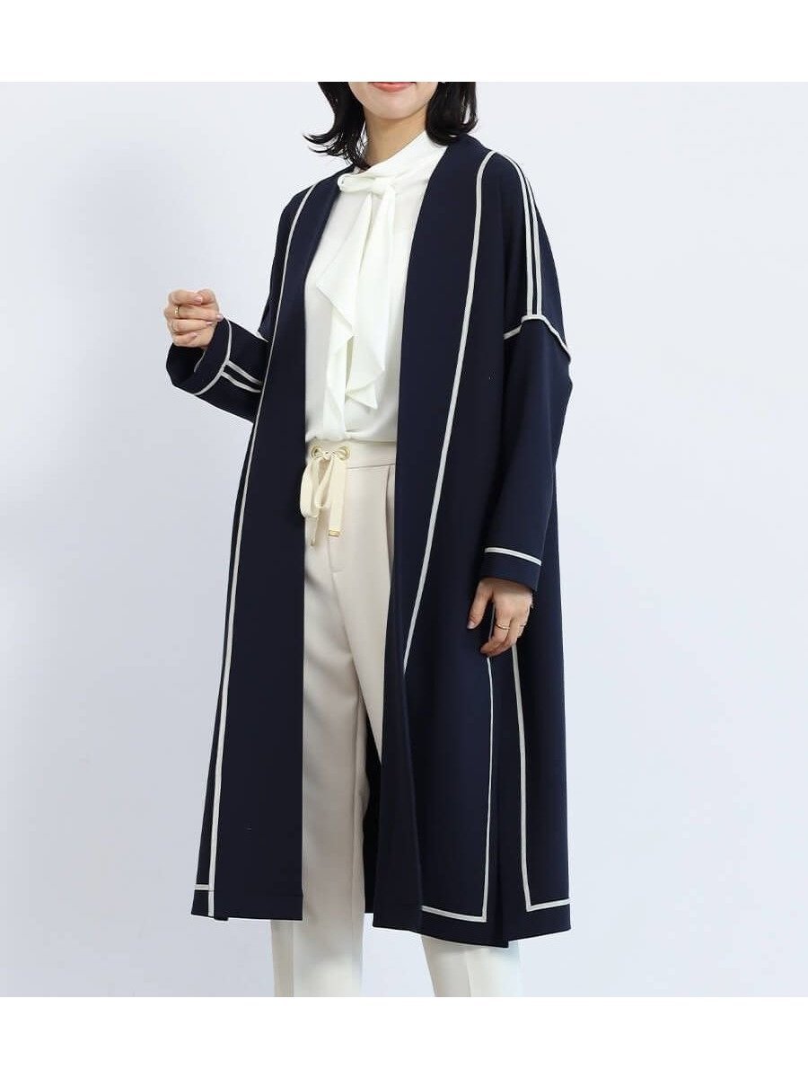 【ヴァン/Vin】のパイピングデザインリバーシブルコート インテリア・キッズ・メンズ・レディースファッション・服の通販 founy(ファニー) 　ファッション　Fashion　レディースファッション　Ladies' Fashion Online　アウター　Coat Outerwear　コート　Coats　おすすめ　Recommend　オケージョン　Occasion　スリット　Slit　パイピング　Piping　ブローチ　Brooch　リバーシブル　Reversible　ビジネス 仕事 通勤　Business　切替　Switching　定番　Standard　春　Spring　無地　Plain Color　ダークネイビー|ID: prp329100004565683 ipo3291000000032693507