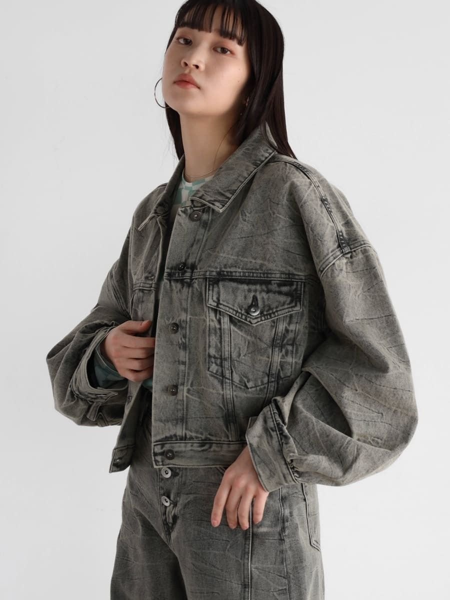 【ラシュッド/LASUD】のオーバーダイデニムジャケット 人気、トレンドファッション・服の通販 founy(ファニー) 　ファッション　Fashion　レディースファッション　WOMEN　アウター　Coat Outerwear　ジャケット　Jackets　デニムジャケット　Denim Jackets　おすすめ　Recommend　カットソー　Cut And Sew　コンパクト　Compact　ジャケット　Jacket　ダメージ　Damage　デニム　Denim　バランス　Balance　ロング　Long　 other-1|ID: prp329100004565684 ipo3291000000032289245