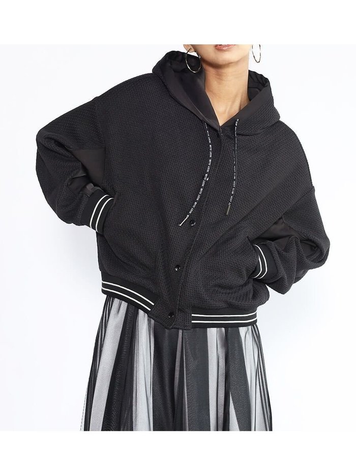 【ヴァン/Vin】のフーデッドニットブルゾン インテリア・キッズ・メンズ・レディースファッション・服の通販 founy(ファニー) https://founy.com/ ファッション Fashion レディースファッション Fashion for Women アウター Coat / Outerwear Collection ブルゾンジャケット・スポーティアウター Blouson Jackets トップス・カットソー Cut & Sew Tops ニット Knit Tops & Sweaters コンパクト Compact, Small Size サテン Satin, Glossy Fabric スポーティ Sporty, Casual Athletic フロント Front, Front Design ボーダー Border, Stripe |ID: prp329100004565689 ipo3291000000032449314