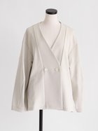 【ラシュッド/LASUD】のレーヨンポンチノーカラージャケット ベージュ|ID: prp329100004565695 ipo3291000000032693532
