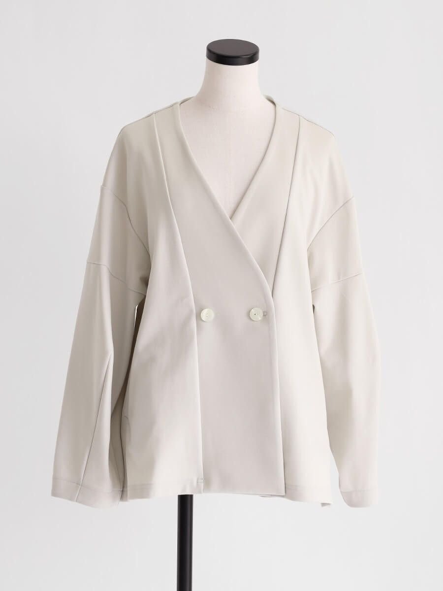 【ラシュッド/LASUD】のレーヨンポンチノーカラージャケット インテリア・キッズ・メンズ・レディースファッション・服の通販 founy(ファニー) 　ファッション　Fashion　レディースファッション　Fashion for Women　アウター　Coat / Outerwear Collection　レディースジャケット・軽アウター　Jackets　ノーカラージャケット / シンプル上品コーデ　Collarless Jackets　ストレッチ　Stretch, Stretchy Fabric　フォルム　Silhouette, Form　マーブル　Marble, Marble Pattern　おすすめ　Recommended / Our Picks　エレガント 上品　Elegant　セレモニー　Ceremony　ベージュ|ID: prp329100004565695 ipo3291000000032693532