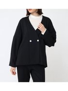 【ラシュッド/LASUD】のレーヨンポンチノーカラージャケット ブラック|ID: prp329100004565695 ipo3291000000032693533