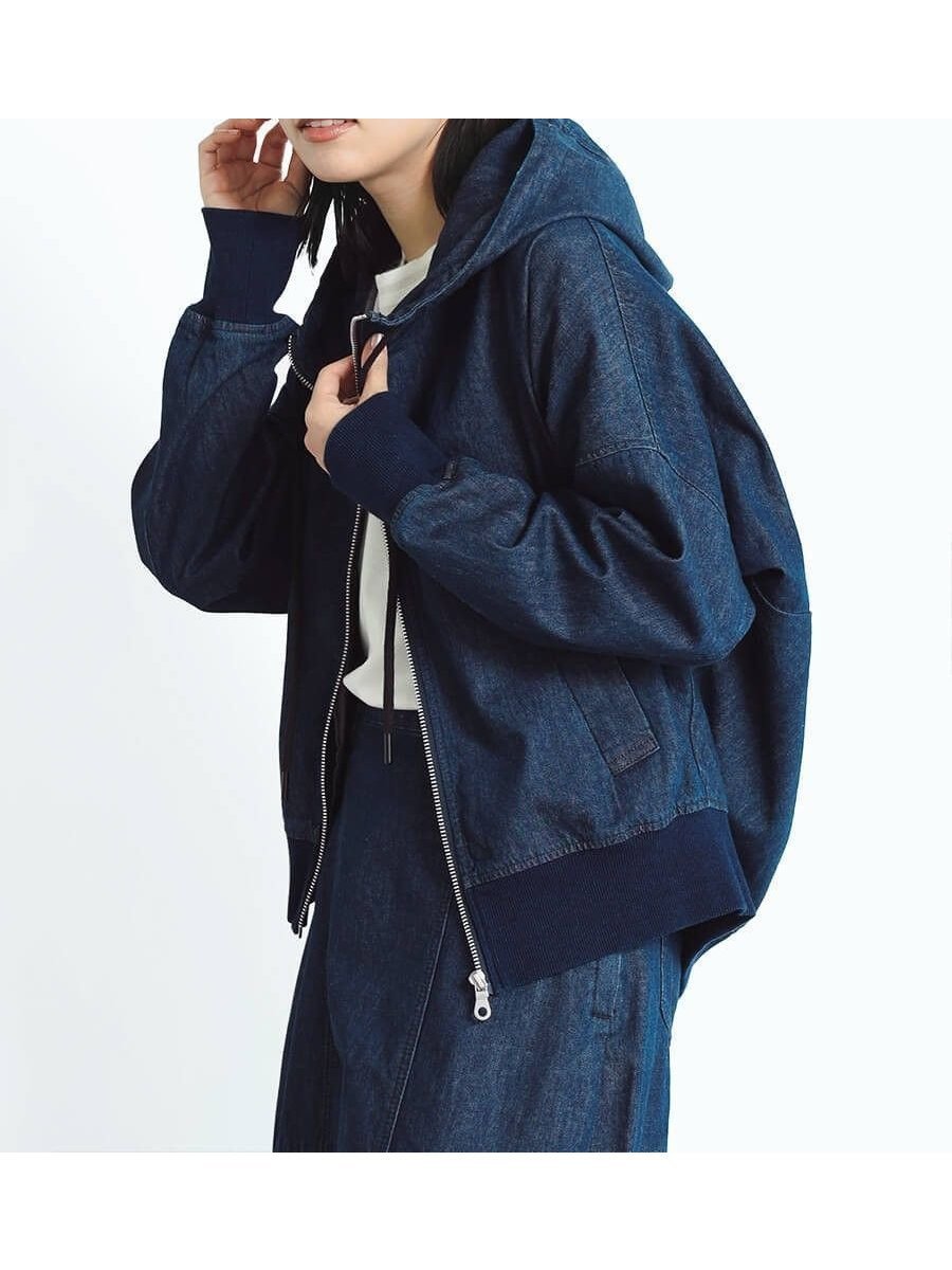 【ヴァン/Vin】のフード付きデニムアウター インテリア・キッズ・メンズ・レディースファッション・服の通販 founy(ファニー) 　ファッション　Fashion　レディースファッション　Fashion for Women　アウター　Coat / Outerwear Collection　インディゴ　Indigo Denim　コンパクト　Compact, Small Size　デニム　Denim, Jeans Material　トレンド　Trend, Trending Now　ブルゾン　Blouson, Bomber Jacket　ネイビー|ID: prp329100004565697 ipo3291000000032449359