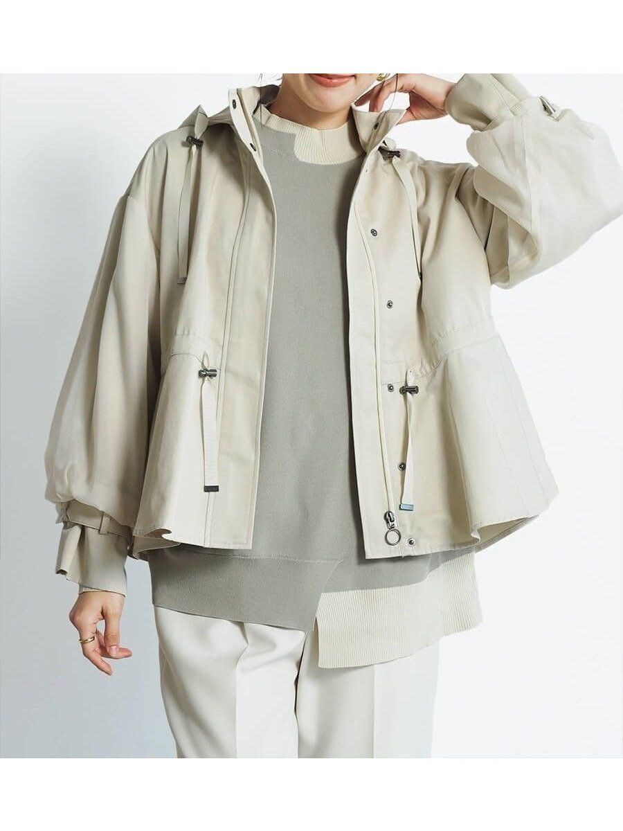 【ヴァン/Vin】のペプラムショートマウンテンパーカー インテリア・キッズ・メンズ・レディースファッション・服の通販 founy(ファニー) 　ファッション　Fashion　レディースファッション　Fashion for Women　トップス・カットソー　Cut & Sew Tops　レディースパーカー・カジュアルフーディー　Casual Hoodies & Sweatshirts　アウトドア　Outdoor Clothing　スポーティ　Sporty, Casual Athletic　スリーブ　Sleeve, Long Sleeve / Short Sleeve　チュール　Tulip, Tulip Motif　フェミニン　Feminine, Girly　ブルゾン　Blouson, Bomber Jacket　ペプラム　Peplum, Flared Hem　エレガント 上品　Elegant　ベージュ|ID: prp329100004565698 ipo3291000000032692902