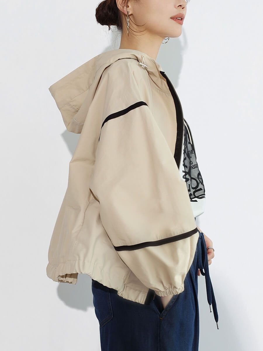 【ヴァン/Vin】のバイカラーパイピングマウンテンパーカー インテリア・キッズ・メンズ・レディースファッション・服の通販 founy(ファニー) 　ファッション　Fashion　レディースファッション　Fashion for Women　トップス・カットソー　Cut & Sew Tops　レディースパーカー・カジュアルフーディー　Casual Hoodies & Sweatshirts　アウトドア　Outdoor Clothing　ギャザー　Gathered, Ruffled　パーカー　Hoodie, Parka　フェミニン　Feminine, Girly　ポケット　Pocket, Pocket Detail　ベージュ|ID: prp329100004565714 ipo3291000000032442158