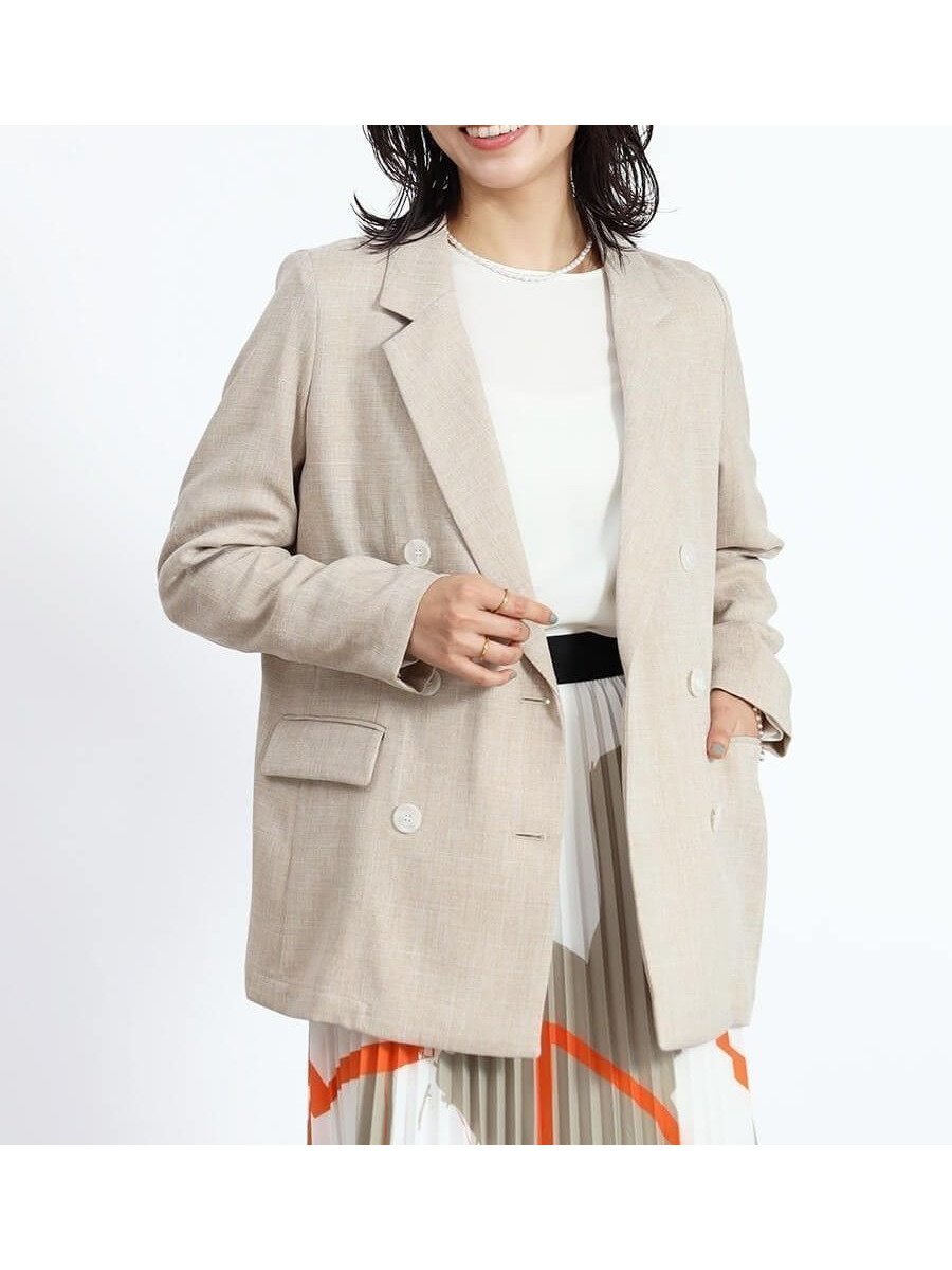 【ヴァン/Vin】の麻調ダブルジャケット インテリア・キッズ・メンズ・レディースファッション・服の通販 founy(ファニー) 　ファッション　Fashion　レディースファッション　Fashion for Women　アウター　Coat / Outerwear Collection　レディースジャケット・軽アウター　Jackets　ジャケット　Jacket, Outerwear　セレモニー　Ceremony　ダブル　Double, Double-Breasted　ツイード　Twill, Twill Weave　トレンド　Trend, Trending Now　ベーシック　Basic, Essential　マニッシュ　Mannish, Boyish　ワイド　Wide, Wide Fit　ビジネス 仕事 通勤　Business / Work / Commuting　ベージュ|ID: prp329100004565720 ipo3291000000032449437